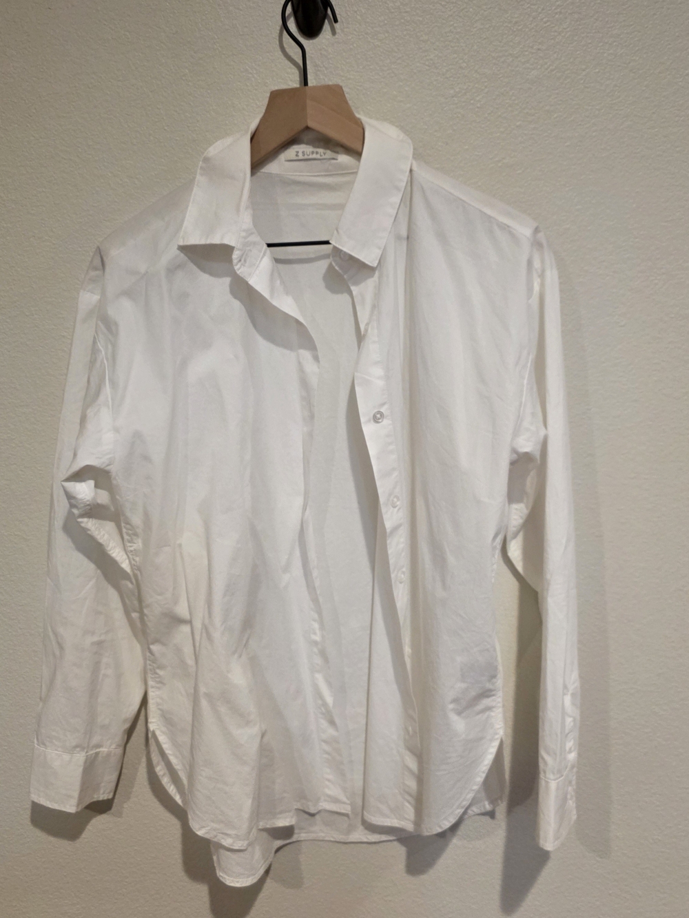 Z Supply Oversized White Button-Down Shirt